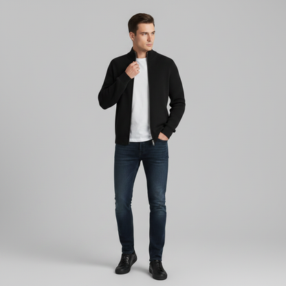 Slim Fit Cardigan | Herre Cardigan med Lynlås