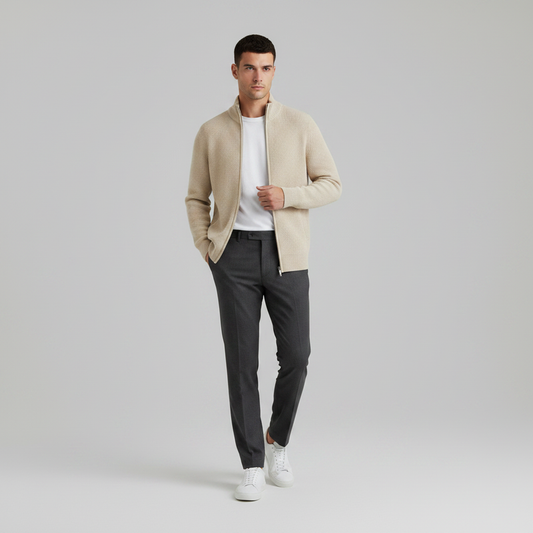 Slim Fit Cardigan | Herre Cardigan med Lynlås