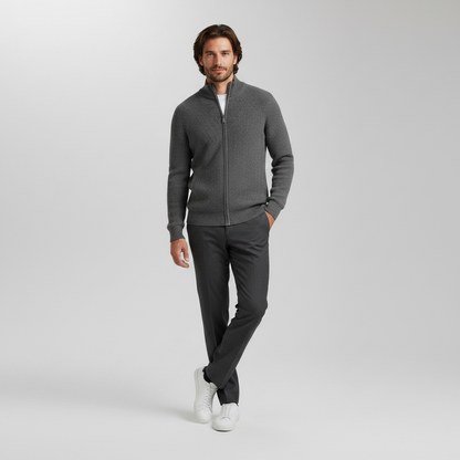 Slim Fit Cardigan | Herre Cardigan med Lynlås