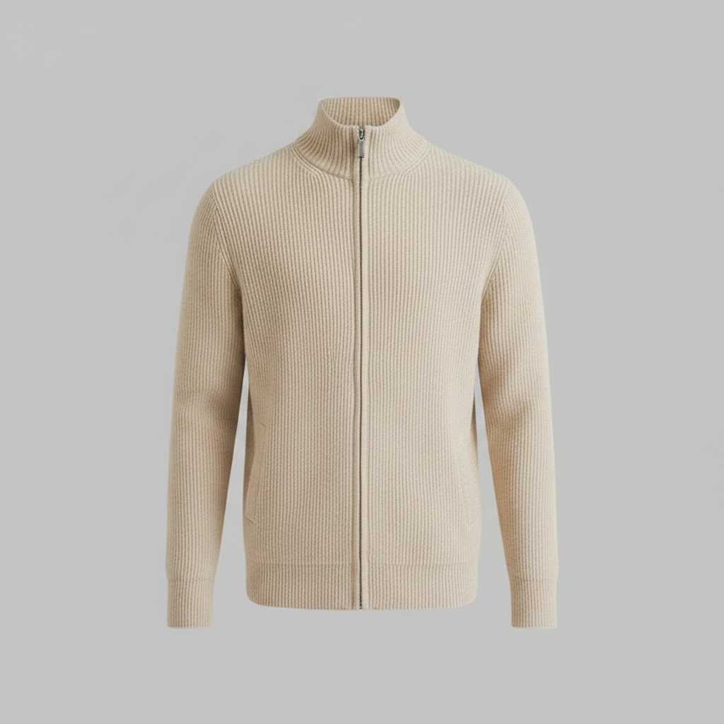 Slim Fit Cardigan | Herre Cardigan med Lynlås 0