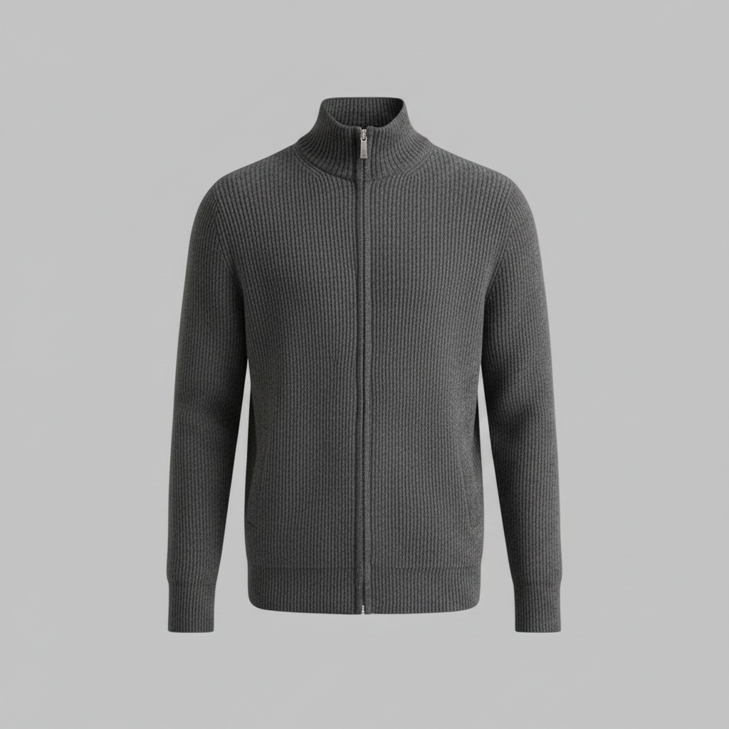 Slim Fit Cardigan | Herre Cardigan med Lynlås 6