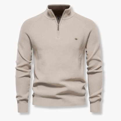 Sort Striktrøje med Halv Lynlås | Herretrøje Slim Fit 5