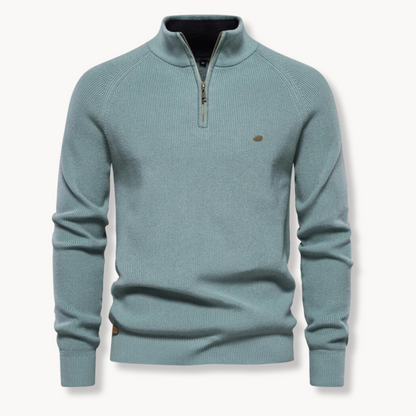 Sort Striktrøje med Halv Lynlås | Herretrøje Slim Fit 6