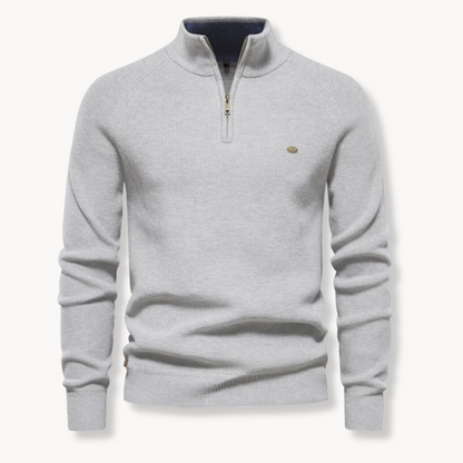 Sort Striktrøje med Halv Lynlås | Herretrøje Slim Fit 7