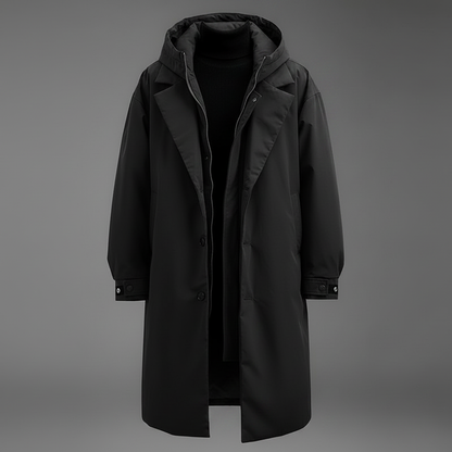 Vandtæt Puffer Trenchcoat | Lange Hættejakke til Mænd 6